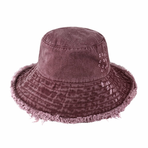 Wide Brim Frayed Bucket Hat