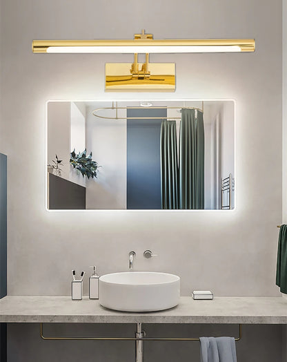 Lámpara de pared para baño LED moderna, impermeable, de acero inoxidable, L40/55/70CM, aplique de espejo interior, accesorio de luces de pared para tocador con interruptor