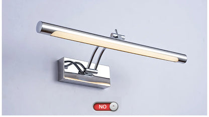 Lámpara de pared para baño LED moderna, impermeable, de acero inoxidable, L40/55/70CM, aplique de espejo interior, accesorio de luces de pared para tocador con interruptor