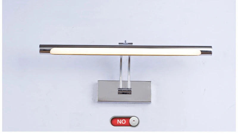 Lámpara de pared para baño LED moderna, impermeable, de acero inoxidable, L40/55/70CM, aplique de espejo interior, accesorio de luces de pared para tocador con interruptor