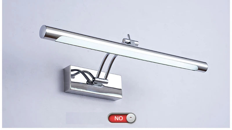 Lámpara de pared para baño LED moderna, impermeable, de acero inoxidable, L40/55/70CM, aplique de espejo interior, accesorio de luces de pared para tocador con interruptor