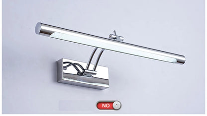 Lámpara de pared para baño LED moderna, impermeable, de acero inoxidable, L40/55/70CM, aplique de espejo interior, accesorio de luces de pared para tocador con interruptor