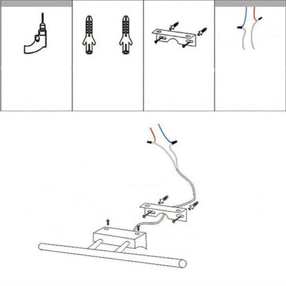 Lámpara de pared para baño LED moderna, impermeable, de acero inoxidable, L40/55/70CM, aplique de espejo interior, accesorio de luces de pared para tocador con interruptor