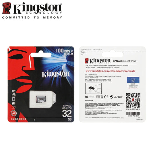 Kingston Canvas Select Plus Micro SD Card 32GB 64GB 128GB 256GB 512GB C10 A1 Memory Card Flash Card up to 100MB/s Read TF Card