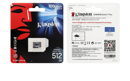 Kingston Canvas Select Plus Micro SD Card 32GB 64GB 128GB 256GB 512GB Memory Card C10 A1 Flash Card Up to 100MB/s read TF Card