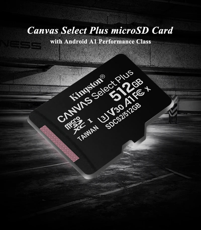 Kingston Canvas Select Plus Micro SD Card 32GB 64GB 128GB 256GB 512GB Memory Card C10 A1 Flash Card Up to 100MB/s read TF Card