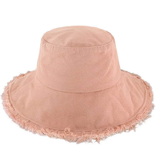 Wide Brim Frayed Bucket Hat