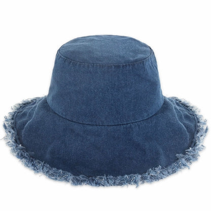 Wide Brim Frayed Bucket Hat