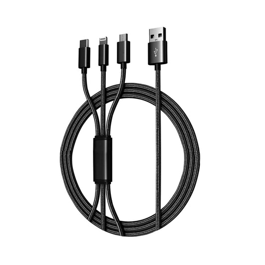 Cable De Carga 3 En 1 Multicargador V8 Tipo C Micro U Y Ip