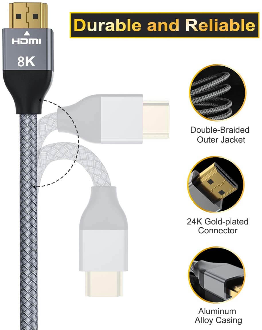 8K 60Hz HDMI Cable 48Gbps Ultra High Speed HDMI2.1