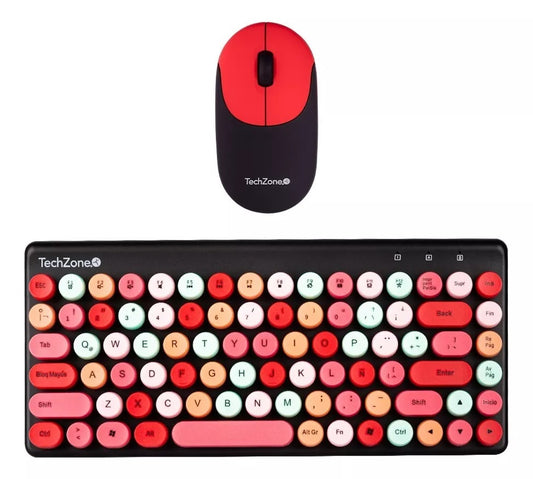 Retro Wireless Keyboard and Mouse with Removable Keys Black